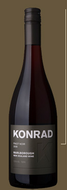 Konrad Wines bottle of Marlborough Pinot Noir, grown in New Zealand.